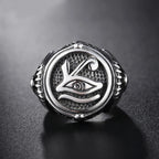 Ancient Egyptian Eye of Horus Signet Ring — Stainless Steel