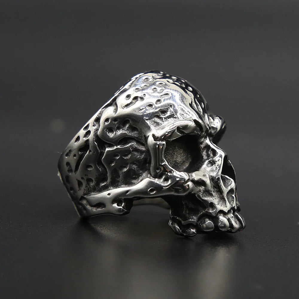 Gothic 316L Stainless Steel Skull Ring Jewelry Punk Retro Skull Biker Ring For Men Dropshipping Store