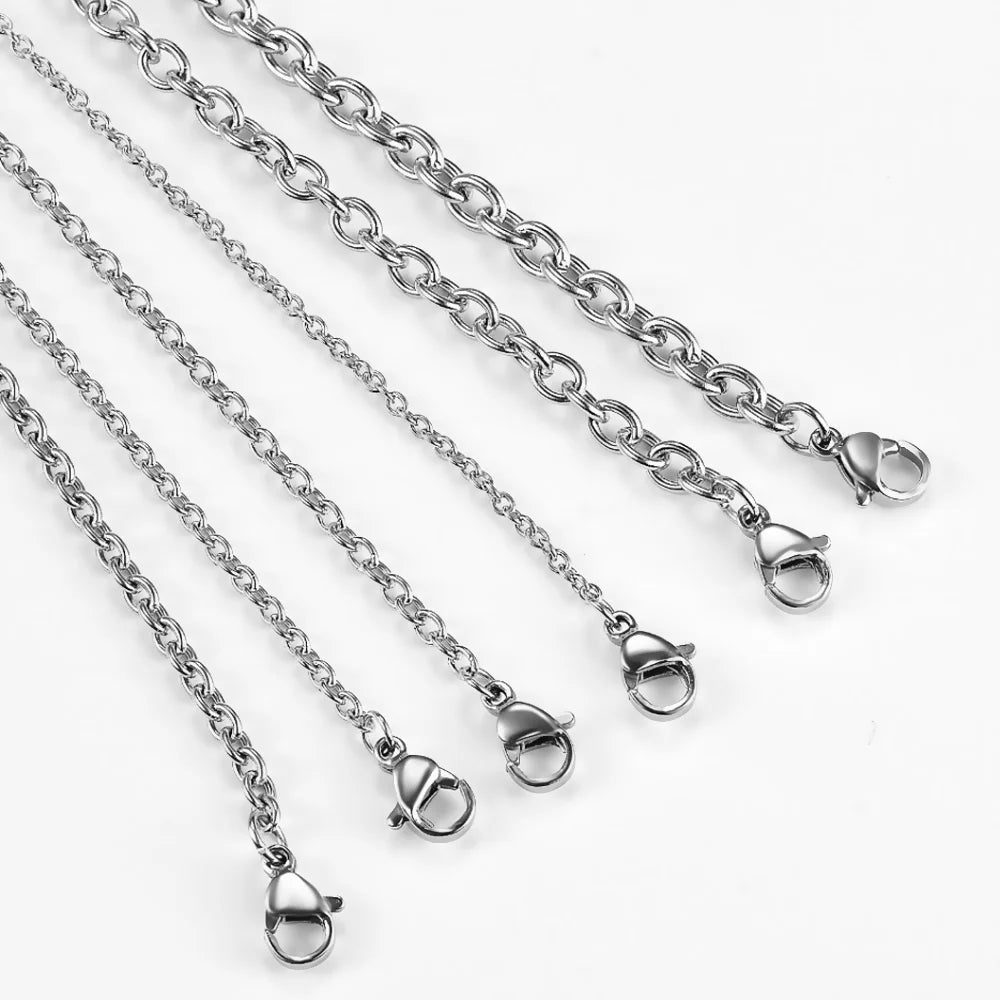 1.5/2/2.5/3/4/4.5mm Stainless Steel Cross O Chain Stainless Stele Rolo Necklace For Women Men DIY Jewelry Thin Bracelet Necklace