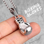 Fitness Gym Bodybuilding Boxing Gloves Stainless Steel Men Necklaces Pendants Chain for Boyfriend Male Jewelry Gift