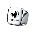 Vnox 18mm Signet Ring For Men Women, The Zodiac 12 Horoscope Constellation Sign Finger Band, Stainless Steel Aries Punk