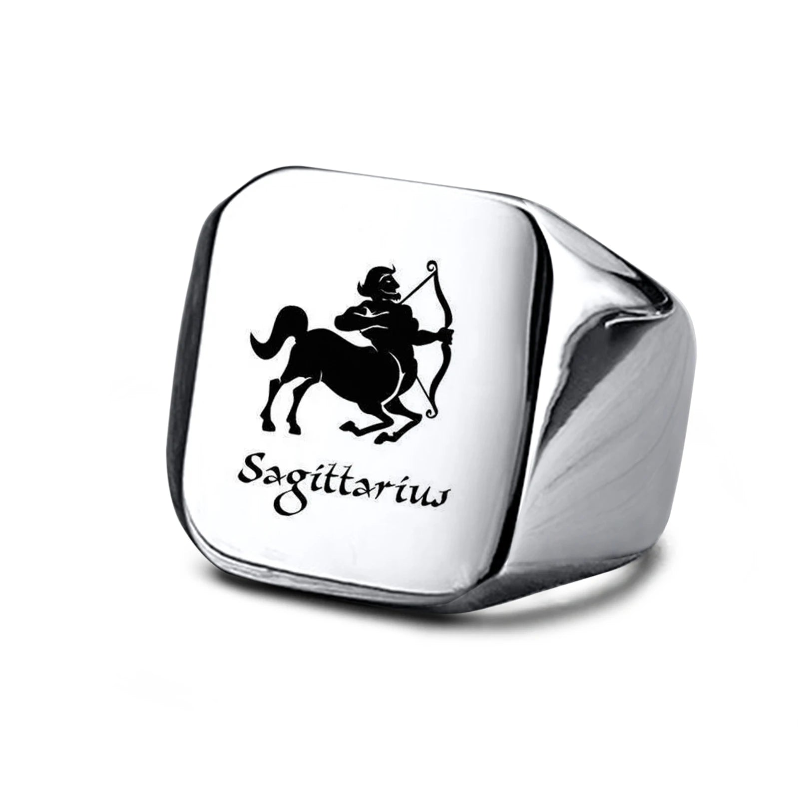 Vnox 18mm Signet Ring For Men Women, The Zodiac 12 Horoscope Constellation Sign Finger Band, Stainless Steel Aries Punk
