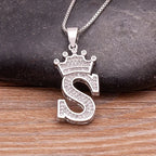 Nidin Luxury A-Z Crown Alphabet Pendant Chain Necklace Punk Style Lucky Initial Name Jewelry Fine Party Wedding