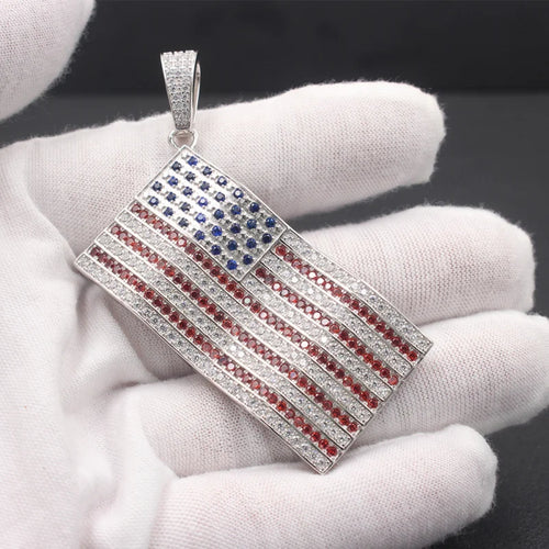 American Flag Pendant — 925 Silver
