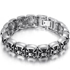 Skull Cross Shaped Man Bracelet Solid 316L Stainless Steel Masculine Jewelry Biker Gothic Punk Rock