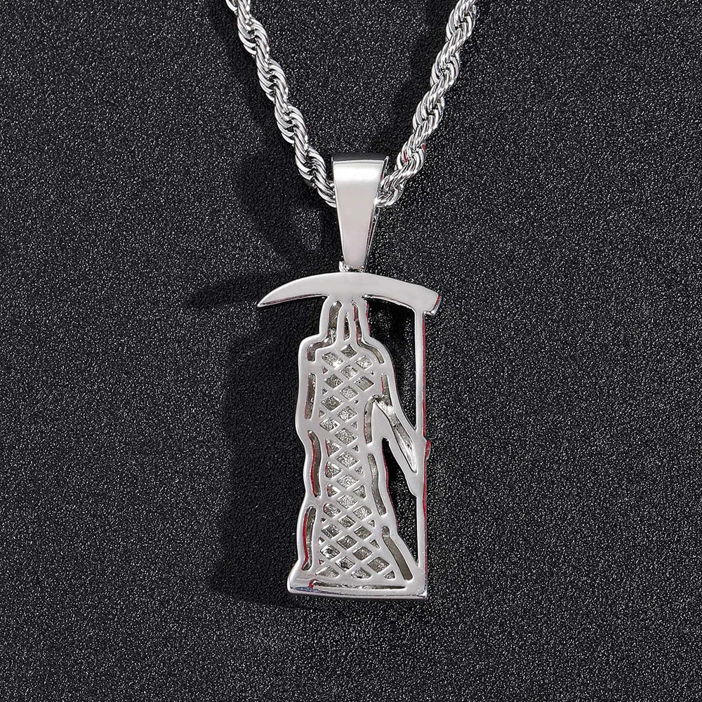 Iced Out Grim Reaper Pendant Necklace