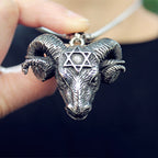Horned Skull Hexagram Satan Pendant Necklace — Stainless Steel