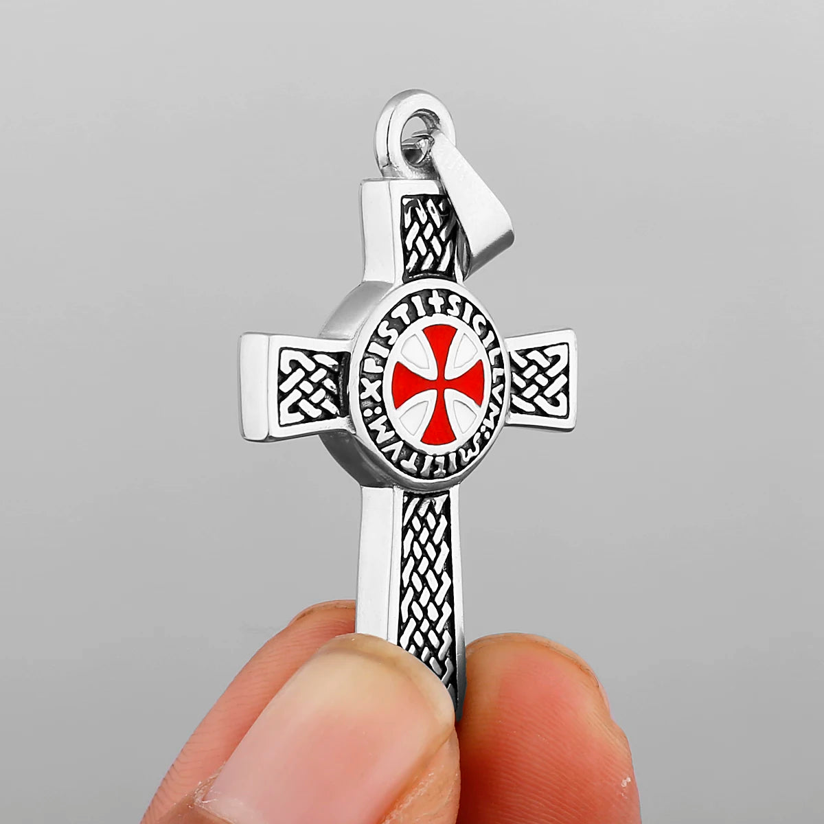 Shield Cross Stainless Steel Pendant Necklace
