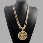 Iced Out Dollar Sign Cuban Pendant — Silver