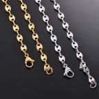 1 Piece Stainless Steel Hip Hop Coffee Bean Chains Necklaces Pig Nose Chains Bracelets Punk Necklace
