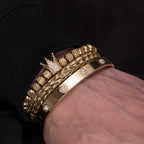Luxury Micro Pave CZ Crown Roman Royal Charm Men Bracelets Stainless Steel Crystals Bangles Couple Jewelry Gift