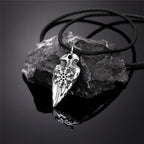 Viking Rune Shield Necklace Men Gold Color Antique Steel Norse Spear Trident Amulet Self-defense Pendant Never Fade