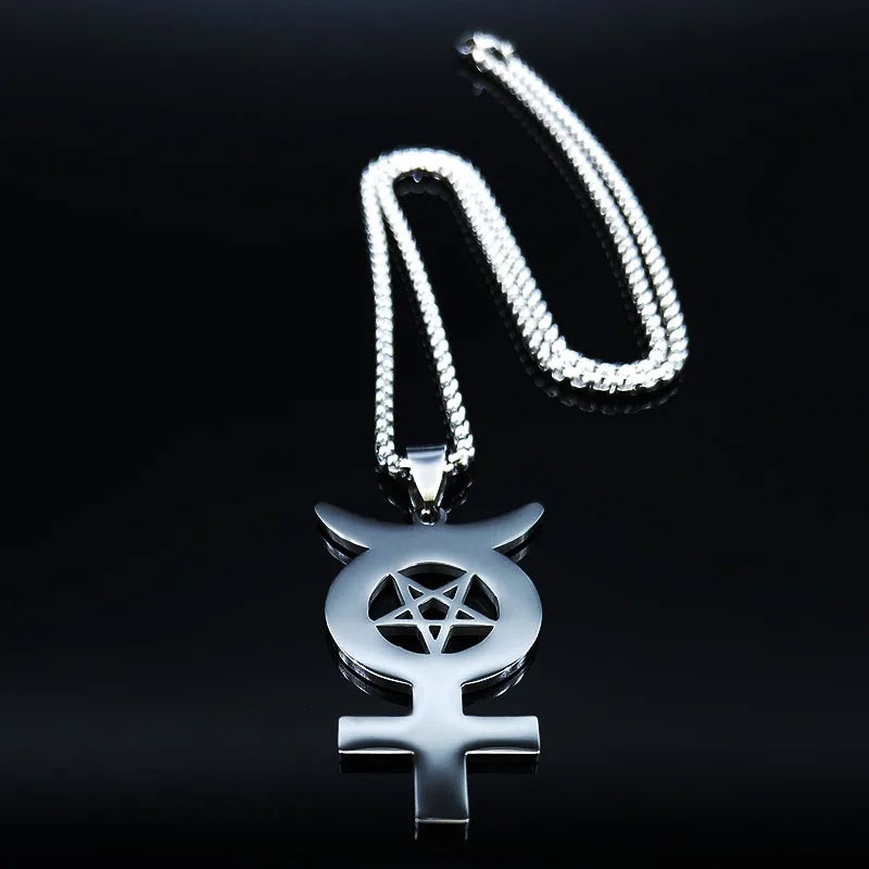 Star Steel Pendant Inverted Mercury Pentagram