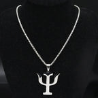 Greek Letter Silver Pendant Necklace — Stainless Steel