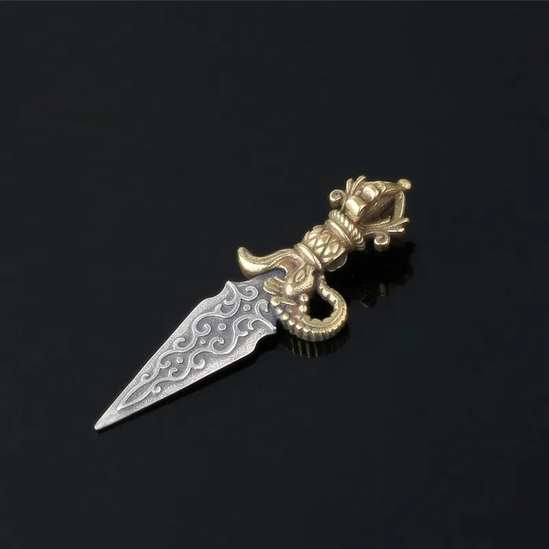 BOCAI Real Solid 100% S925 Silver Jewelry Pendant Buddhist Supplies Vajra Axe and Bead Necklace Diy Beaded Accessories