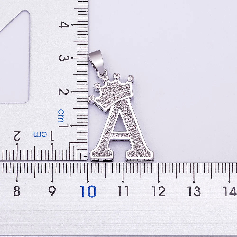 Nidin Luxury A-Z Crown Alphabet Pendant Chain Necklace Punk Style Lucky Initial Name Jewelry Fine Party Wedding