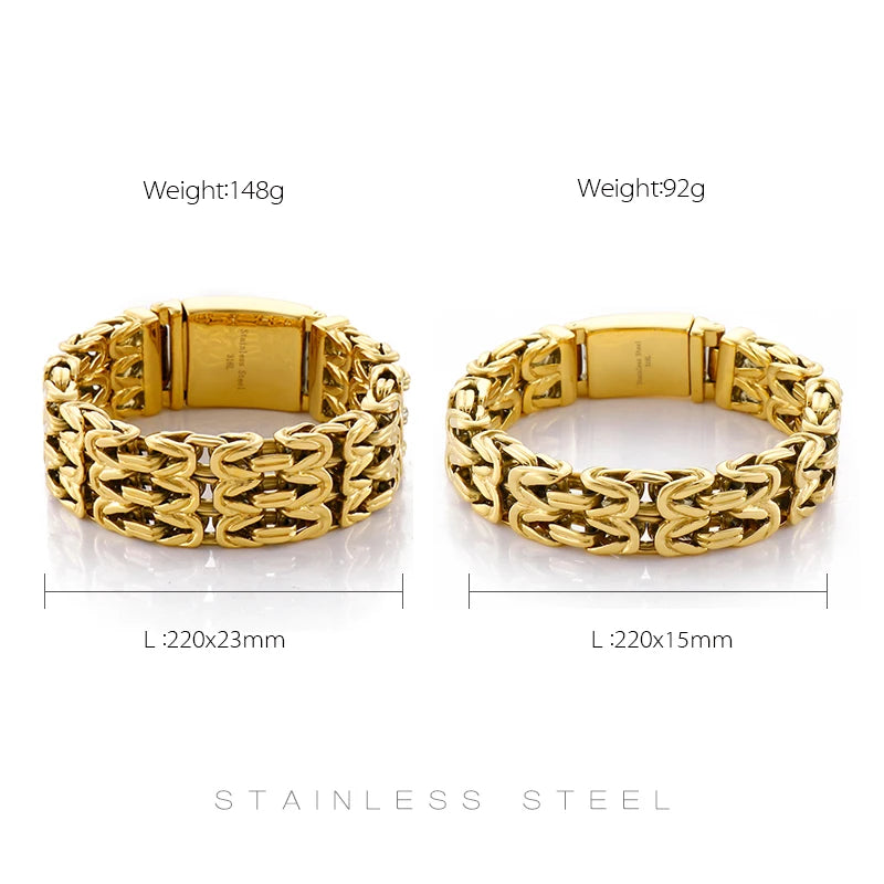 Waterproof Gold Color Bracelet for Man 316L Stainless Steel Double Row V Chain Men's Hand Wrist Bracelets Jewelry Gifts