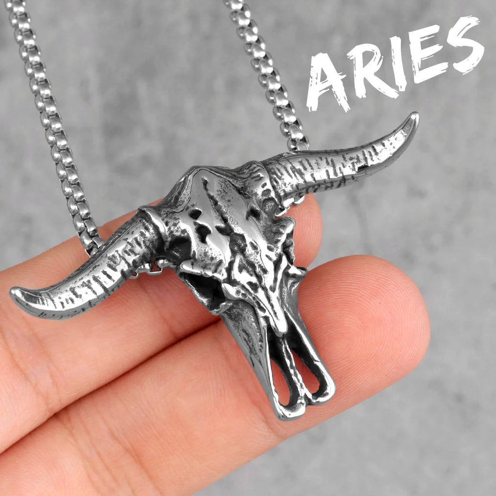 Bison Skull Animal Stainless Steel Men Necklaces Pendants Chain Punk HipHop for Boyfriend Male Jewelry Creativity Gift Wholesale