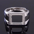 Classic 925 Silver Man Ring 8mm*10mm Sterling Silver Ring Settings Blank Ring Setting for Gemstone Inlay Jewelry DIY