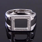 Classic 925 Silver Man Ring 8mm*10mm Sterling Silver Ring Settings Blank Ring Setting for Gemstone Inlay Jewelry DIY