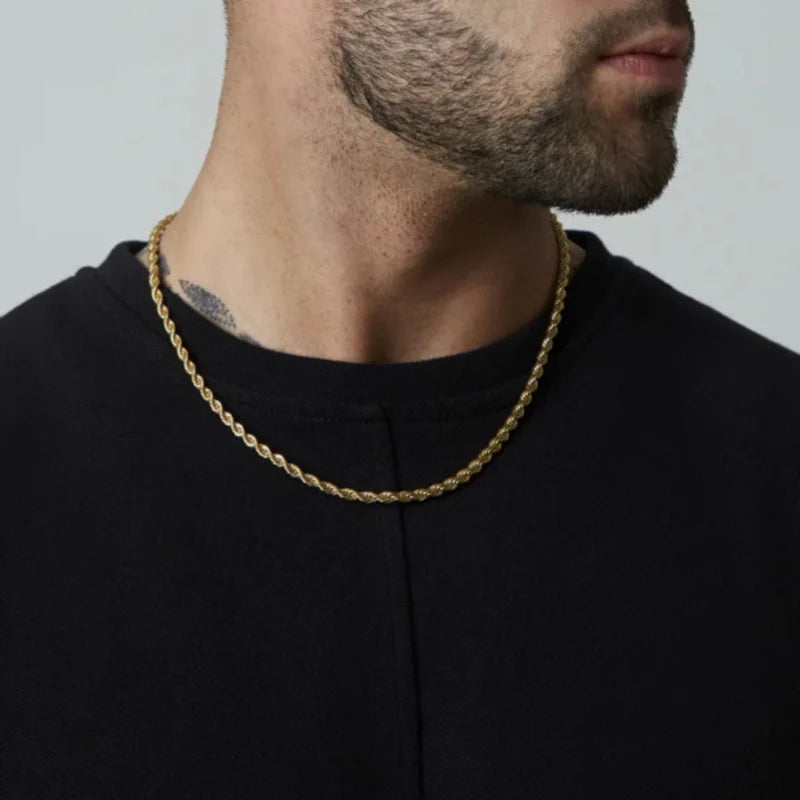 Vnox 2-5mm Rope Chain Necklaces for Men Women, Twisted Sigapore Links Choker, Basic Casual Punk Rock Stainless Steel Male Collar