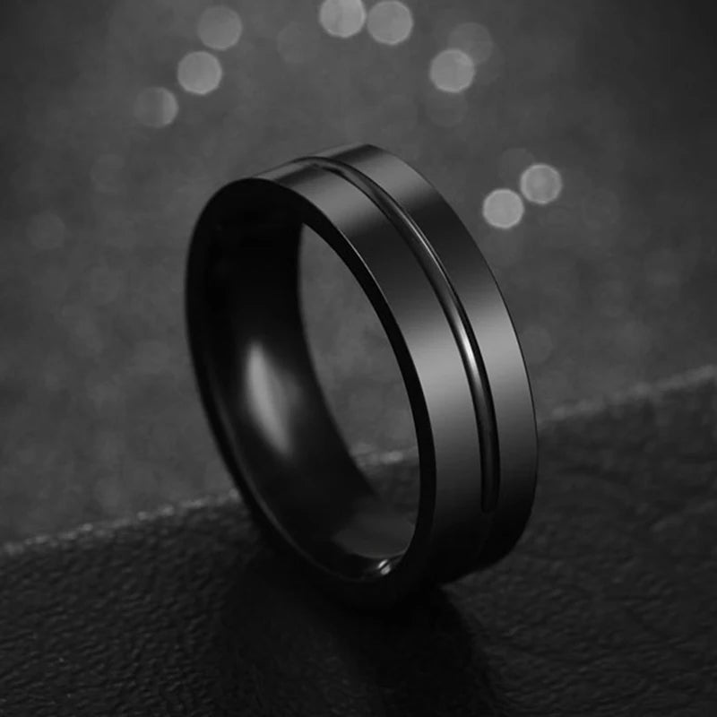 Letdiffery Hot Sale Groove Rings Black Blue Punk Stainless Steel Midi Rings For Men Charm Women Jewelry Dropshipping Wholesale