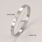Iced Crystal Cuff Bangle Bracelet — Steel