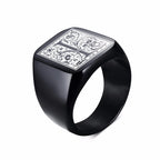 Monogram Black Signet Ring — Stainless Steel