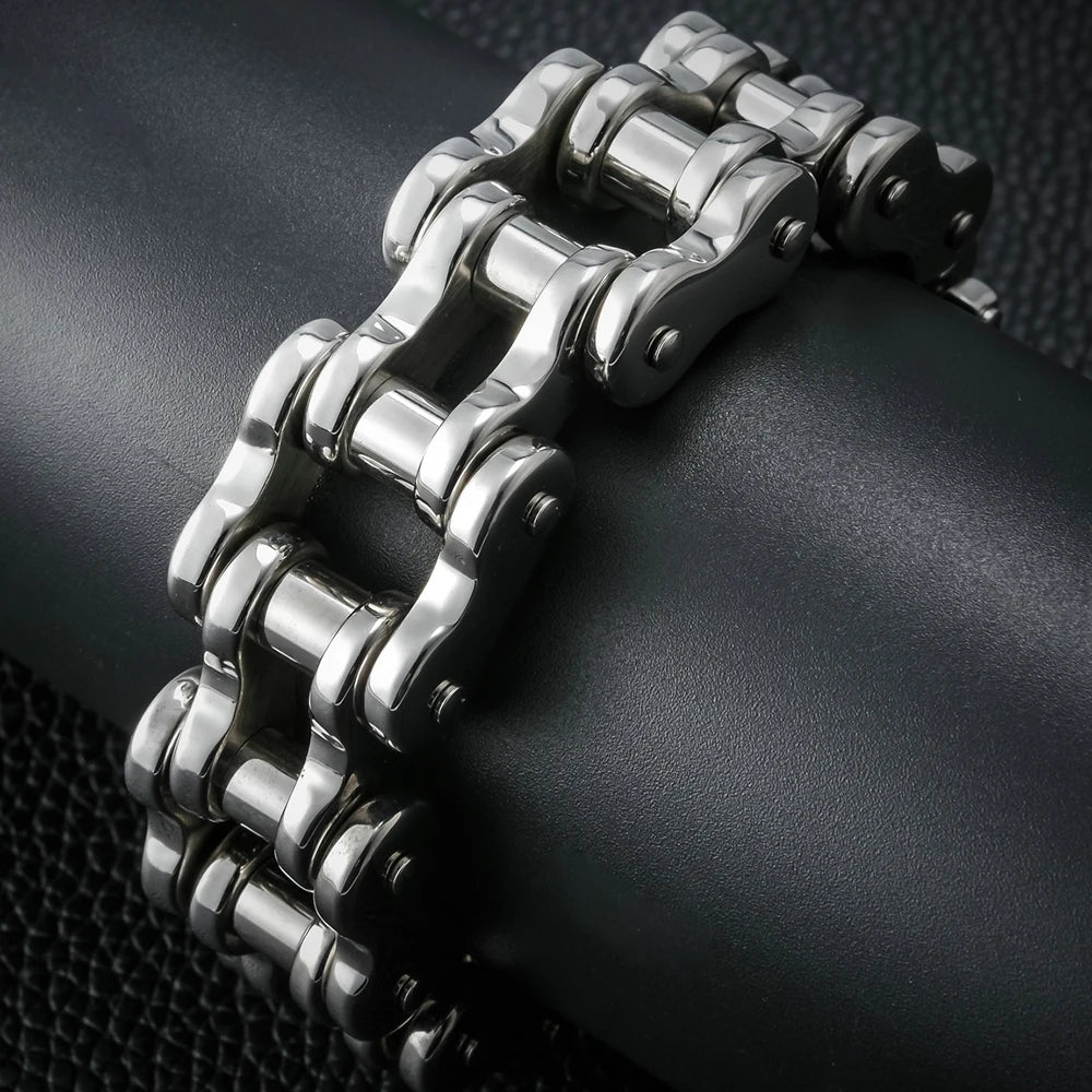 22/24CM Long 21MM Wide Bracelet Men Rock And Roll Motorcycle Chain Men's Bracelets Heavy Stainless Steel Bangles Biker