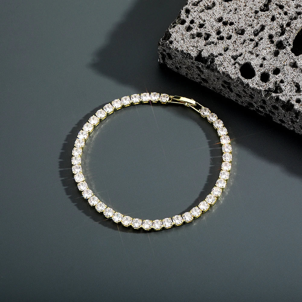 TOPGRILLZ 3/4/5MM Micro Tennis Bracelet with New Fold Over Clasp Hip Hop Bling Iced Out Cubic Zirconia Jewelry Gift For