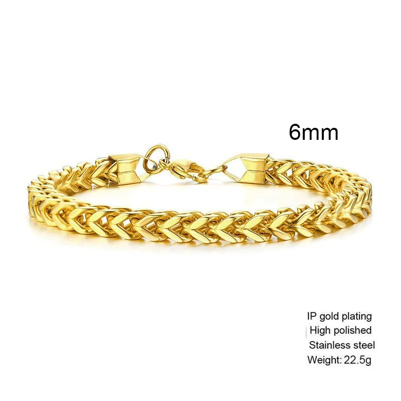 Stylish Stainless Steel Bali Foxtail Chain Bracelet for Men,Double Franco Link Chain Bracelets,Male Jewelry Gift for