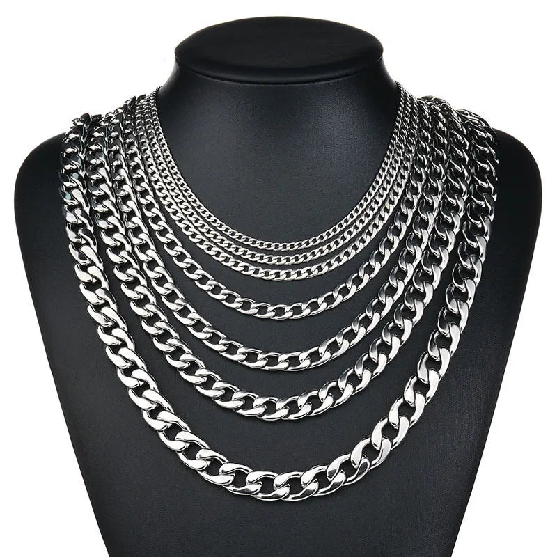 Cuban Curb Chain Necklace 7mm — Silver