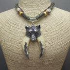 Wolf Tooth Pendant Choker Necklace — Zinc Alloy