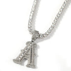 UWIN Initial Letter Pendant Necklace for Women Men Iced Out baguettecz Zircon Charms with Tennis Chain Hip Hop Jewelry