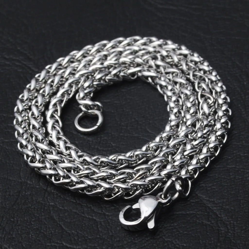 HNSP STAINLESS STEEL Twisted Rope CHAIN NECKLACE FOR MEN Versatile Neck Jewelry Pendant Black/Gold Chain Accessories
