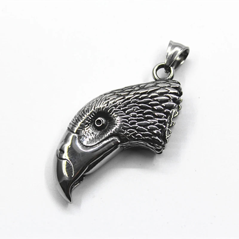 Fine Domineering Retro Double-sided Three-dimensional Eagle Head Pendant Men and Women Jewelry Necklace