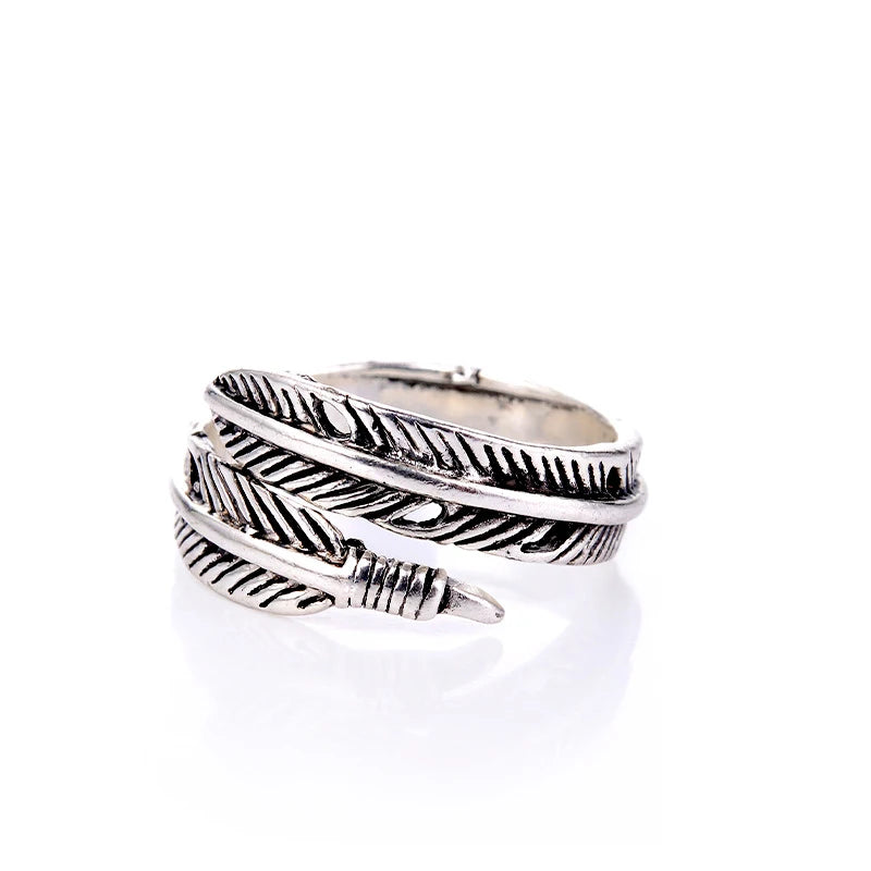 Vintage Feather Open Ring for Men & Women — Adjustable, 24 Styles