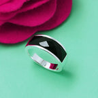 Retro 925 Sterling Silver Ring Unisex Fashion Black Agate Stone Ring Atmopheric Jewelry for Boyfriend Gifts