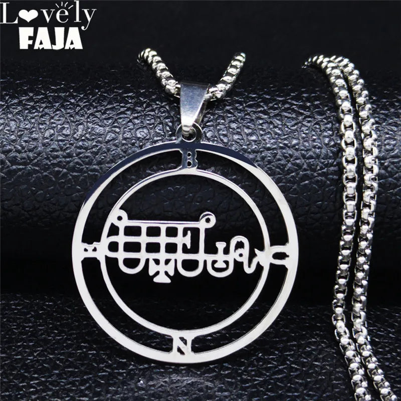 Demon Seal Silver Chain Necklace — Stainless Steel
