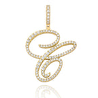 TOPGRILLZ New A-Z Cursive Letters Name Pendant&Necklace Iced Out Cubic Zircon Gold Silver Color Charm  Hip Hop Jewelry