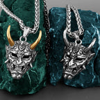 Retro Prajna Punk Gothic Evil Demon Skull Mask Pendant Necklace Cool Guy Hip Hop Rock Party Sweater Chain Jewelry Wholesale