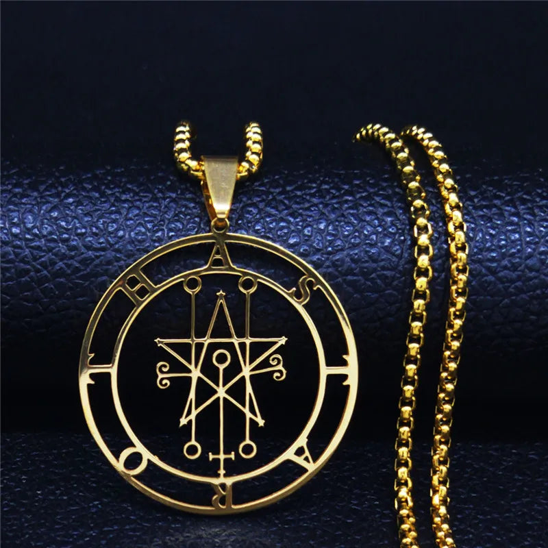 Astaroth Sigil Gold Pendant Necklace — Stainless Steel