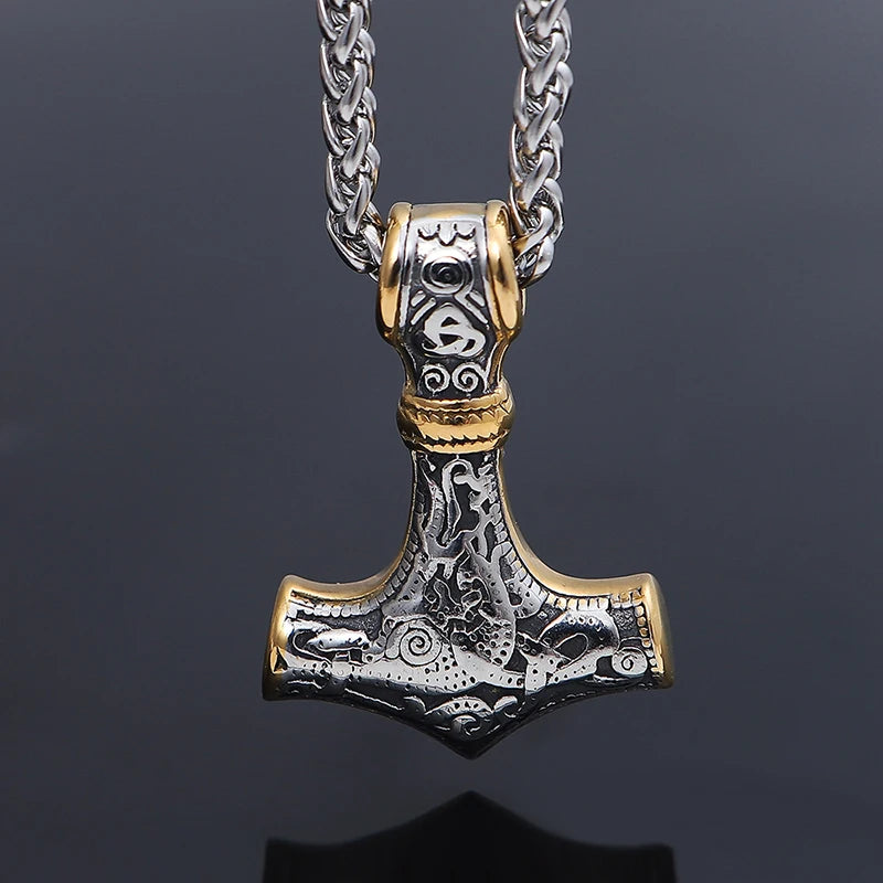 Charm Domineering Fashionable[ 316L Stainless Steel ]Nordic Viking Myth Thor's Hammer Pendant Men's and Women's