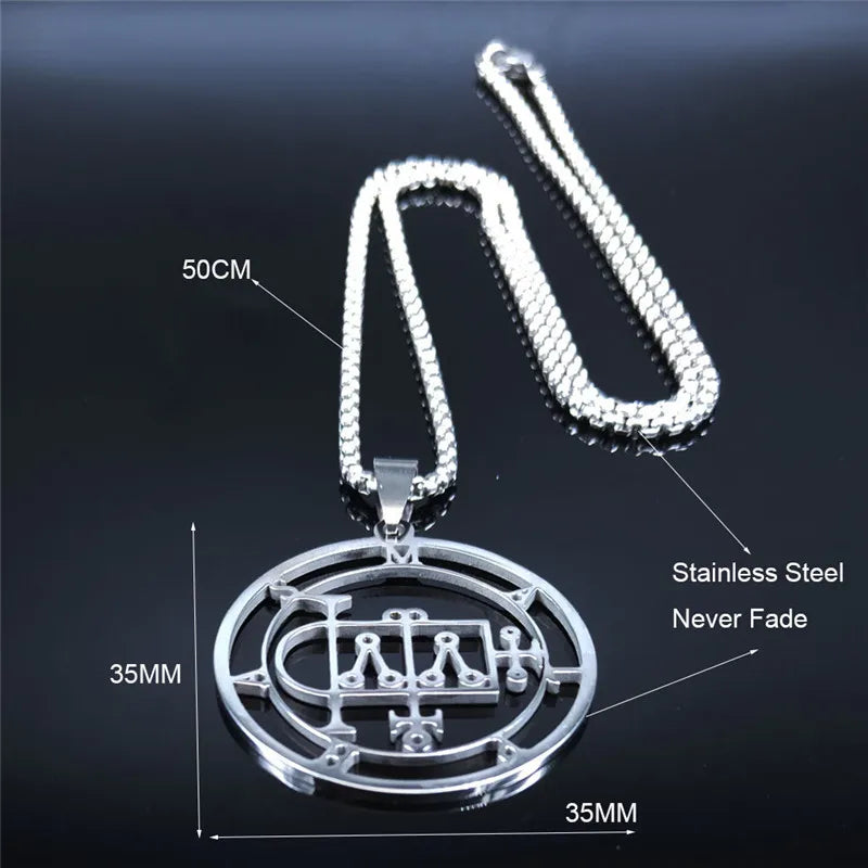 Demon Seal Silver Chain Necklace — Stainless Steel