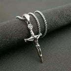 European and American retro punk religious jewelry Stainless steel cast catholic jesus and sword cross pendant