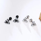 Minimal Triangle Zircon Stud Earrings — SS