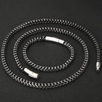 Matte Stainless Steel Men's On Hand Link Chain Bracelet 4/6MM Thick Handles for Men 68CM Long Male Necklace Choker