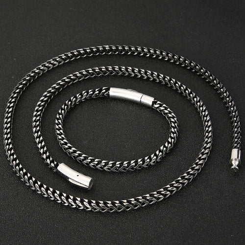 Matte Stainless Steel Men's On Hand Link Chain Bracelet 4/6MM Thick Handles for Men 68CM Long Male Necklace Choker