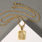 Women Men A-Z Letter Necklaces Gold Color Initial Name Pendant Rope Chain English Alphabet Couple Jewelry Gift