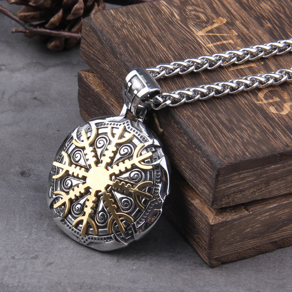 Vegvisir Viking Rune Necklace — Gold